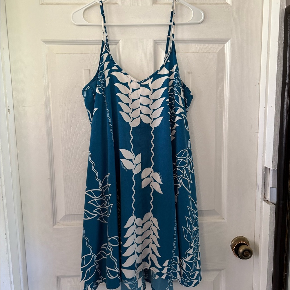 Manuhealii Blue Sundress Sleeveless Spaghetti Strap